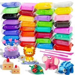 GIFT IDEA for KIDS 32 Colors Colorful Bright Air Dry CLAY Non toxic with 3 tools